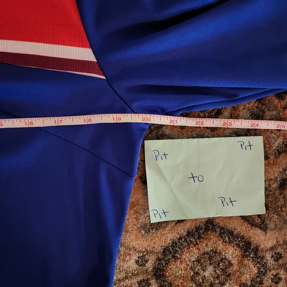 Royal Blue Red & White Ribbed Striped Mock Neck Maxi Column Knit Dress - Picture 13 of 16